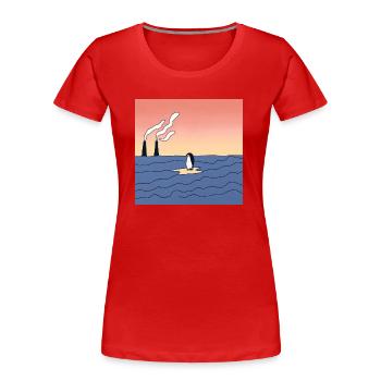 Bedrohte Tiere, Pinguin-Illustration, Erderwärmung - Frauen Premium Bio T-Shirt - Rot - Vorne - Mia (176cm)