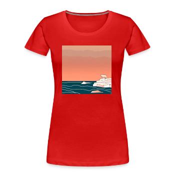 Bedrohte Tiere, Eisbär-Illustration, Erderwärmung - Frauen Premium Bio T-Shirt - Rot - Vorne - Mia (176cm)