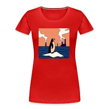 Bedrohte Tiere, Pinguin-Illustration, Erderwärmung - Frauen Premium Bio T-Shirt - Rot - Vorne - Mia (176cm)