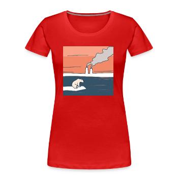 Bedrohte Tiere, Eisbär-Illustration, Erderwärmung - Frauen Premium Bio T-Shirt - Rot - Vorne - Mia (176cm)