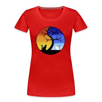 CAT YING YANG - Women's Premium Organic T-Shirt - red - Front - Mia (176cm)