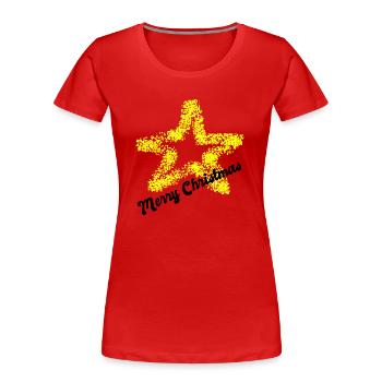 Weihnachten Weihnachtsstern Weihnachtsfest - Frauen Premium Bio T-Shirt - Rot - Vorne - Mia (176cm)