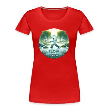 "Flow with Tai Chi" - Tranqu Tai Chi Design - Women's Premium Organic T-Shirt - red - Front - Mia (176cm)