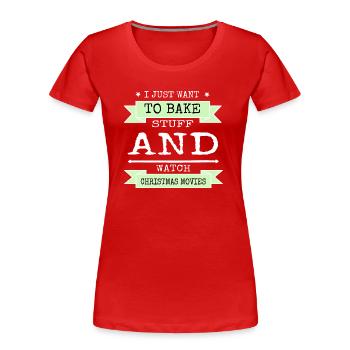 Dinosaur Tshirt Pastry Chef Christmas Vacation - Women's Premium Organic T-Shirt - red - Front - Mia (176cm)