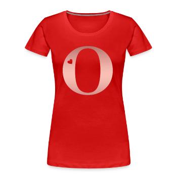 Buchstabe O Roségold - Frauen Premium Bio T-Shirt - Rot - Vorne - Mia (176cm)