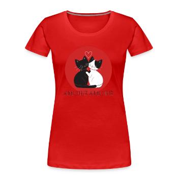 Amore Amore Cat Lovers - Frauen Premium Bio T-Shirt - Rot - Vorne - Mia (176cm)