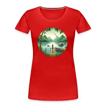 Addiction to lakes - Women's Premium Organic T-Shirt - red - Front - Mia (176cm)