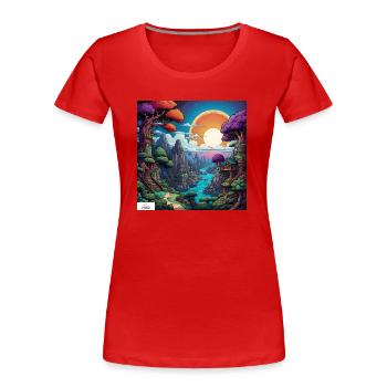 Comic-Welt Traumlandschaft - Frauen Premium Bio T-Shirt - Rot - Vorne - Mia (176cm)