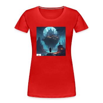 Paysage de rêve du royaume fantastique - T-shirt bio Premium Femme - rouge - Devant - Mia (176cm)