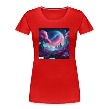 Paysage onirique céleste épique - T-shirt bio Premium Femme - rouge - Devant - Mia (176cm)