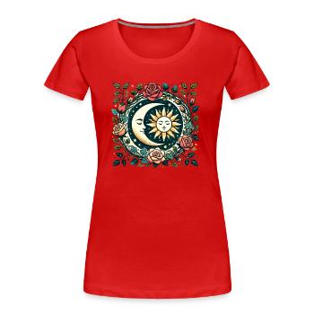 Sonne und Mond - Frauen Premium Bio T-Shirt - Rot - Vorne - Mia (176cm)