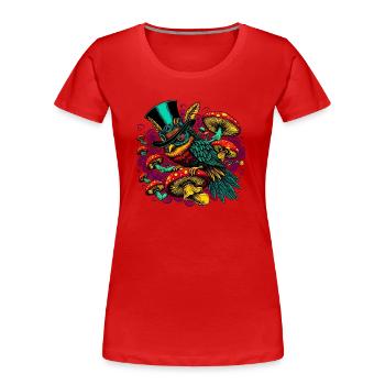 Hibou coloré avec chapeau haut de forme - T-shirt bio Premium Femme - rouge - Devant - Mia (176cm)