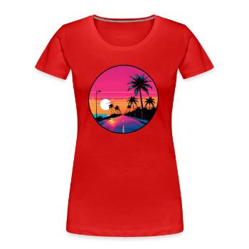 South Beach Sunset Road 80er Jahre Vaporwave Style - Frauen Premium Bio T-Shirt - Rot - Vorne - Mia (176cm)