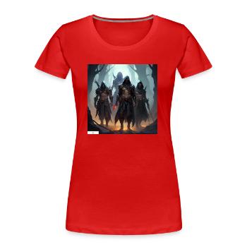 Das Reich der Fantasy-Krieger - Frauen Premium Bio T-Shirt - Rot - Vorne - Mia (176cm)
