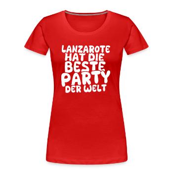 Urlaubsland Lanzarote - Frauen Premium Bio T-Shirt - Rot - Vorne - Mia (176cm)