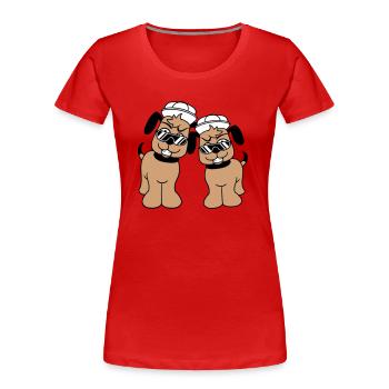 2 DJ chiens lunettes de soleil adolescent casquette casquette équipe - T-shirt bio Premium Femme - rouge - Devant - Mia (176cm)