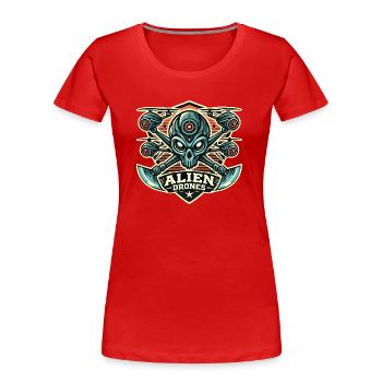 Alien Drones Logo - Frauen Premium Bio T-Shirt - Rot - Vorne - Mia (176cm)