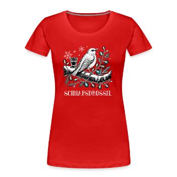 Schnaps Drossel Vogel Weihnachten - Frauen Premium Bio T-Shirt - Rot - Vorne - Mia (176cm)