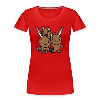 3 Hasen Familie Kinder Eltern Drei Geschwister Süß - Frauen Premium Bio T-Shirt - Rot - Vorne - Mia (176cm)