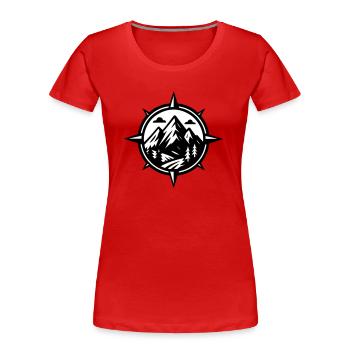 Berge Kompass - Frauen Premium Bio T-Shirt - Rot - Vorne - Mia (176cm)