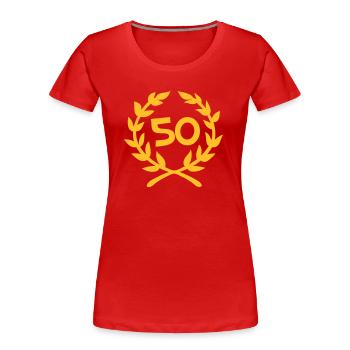 50 - Frauen Premium Bio T-Shirt - Rot - Vorne - Mia (176cm)