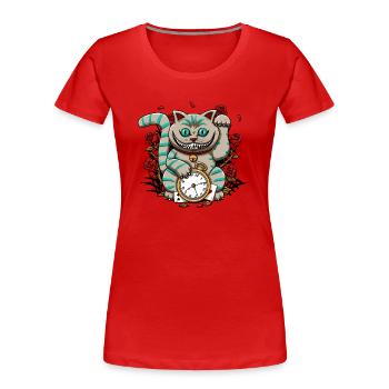 Cheshire maneki - T-shirt bio Premium Femme - rouge - Devant - Mia (176cm)