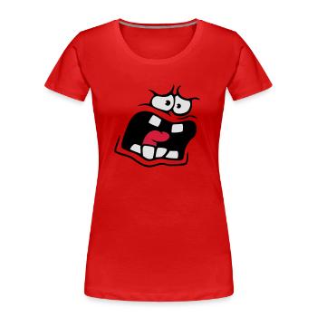 Screaming Anxious Comic Cartoon Face - Women's Premium Organic T-Shirt - red - Front - Mia (176cm)