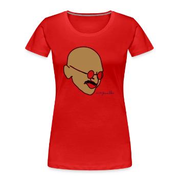 Gandhi Zeichnung mit Unterschrift - Frauen Premium Bio T-Shirt - Rot - Vorne - Mia (176cm)