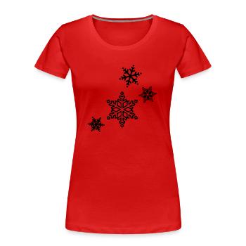 Schneeflocken - Frauen Premium Bio T-Shirt - Rot - Vorne - Mia (176cm)