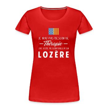 Thérapie Lozère - T-shirt bio Premium Femme - rouge - Devant - Mia (176cm)