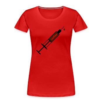 Kaffee Coffee Sucht Spritze - Frauen Premium Bio T-Shirt - Rot - Vorne - Mia (176cm)