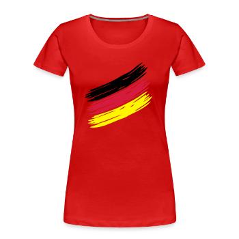 NATION Stripes - CHOOSE UR OWN COUNTRY COLORS! - Frauen Premium Bio T-Shirt - Rot - Vorne - Mia (176cm)