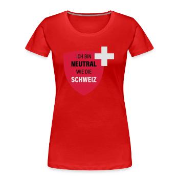 Neutral wie die Schweiz - Frauen Premium Bio T-Shirt - Rot - Vorne - Mia (176cm)