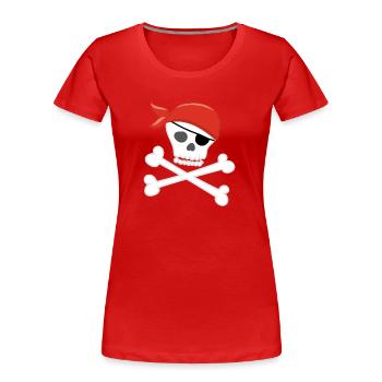 PIRATE - T-shirt bio Premium Femme - rouge - Devant - Mia (176cm)