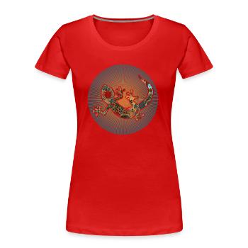 Gecko Reptile Animal - Rayons de Soleil 4 - T-shirt bio Premium Femme - rouge - Devant - Mia (176cm)