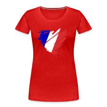 France Tricolor Paris Grunge Heart Football Goal - Women's Premium Organic T-Shirt - red - Front - Mia (176cm)