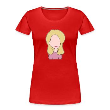 blonde woman - Women's Premium Organic T-Shirt - red - Front - Mia (176cm)