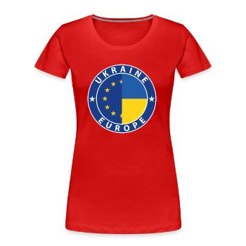 Ukraine EU - Frauen Premium Bio T-Shirt - Rot - Vorne - Mia (176cm)