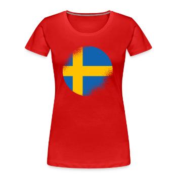 Suède Drapeau Scandinavie Drapeau suédois - T-shirt bio Premium Femme - rouge - Devant - Mia (176cm)