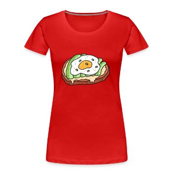 Collation au pain aux œufs au plat à l’avocat - T-shirt bio Premium Femme - rouge - Devant - Mia (176cm)