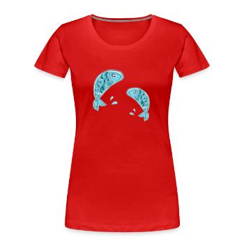poissons poissons animaux eau signe du zodiaque symbole - T-shirt bio Premium Femme - rouge - Devant - Mia (176cm)