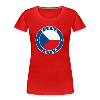 Prag - Frauen Premium Bio T-Shirt - Rot - Vorne - Mia (176cm)