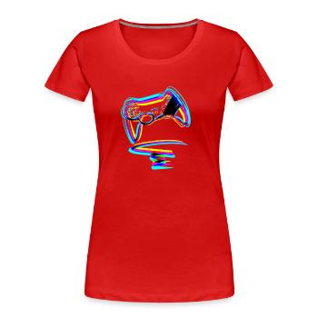 controller gamer zocken linien effekt - Frauen Premium Bio T-Shirt - Rot - Vorne - Mia (176cm)