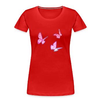 rosa schmetterlinge schmetterling rosa muster - Frauen Premium Bio T-Shirt - Rot - Vorne - Mia (176cm)