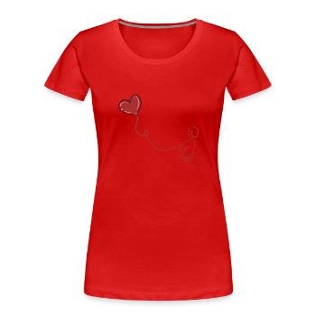 herz liebe symbol roter faden luftballon linie - Frauen Premium Bio T-Shirt - Rot - Vorne - Mia (176cm)