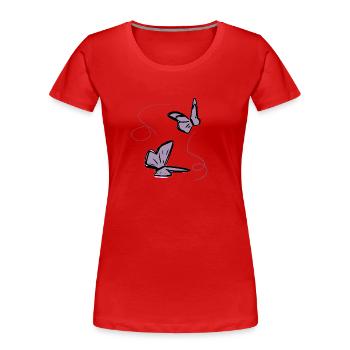 zwei Schmetterlinge schmetterling faden - Frauen Premium Bio T-Shirt - Rot - Vorne - Mia (176cm)