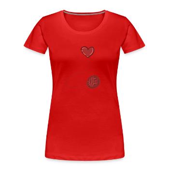 herz rot symbol wolle faden linie - Frauen Premium Bio T-Shirt - Rot - Vorne - Mia (176cm)