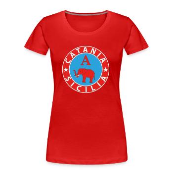 Catania - Frauen Premium Bio T-Shirt - Rot - Vorne - Mia (176cm)