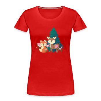 niedliche Waldtiere - Frauen Premium Bio T-Shirt - Rot - Vorne - Mia (176cm)