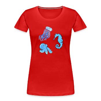 méduses poulpes animaux marins biologie - T-shirt bio Premium Femme - rouge - Devant - Mia (176cm)